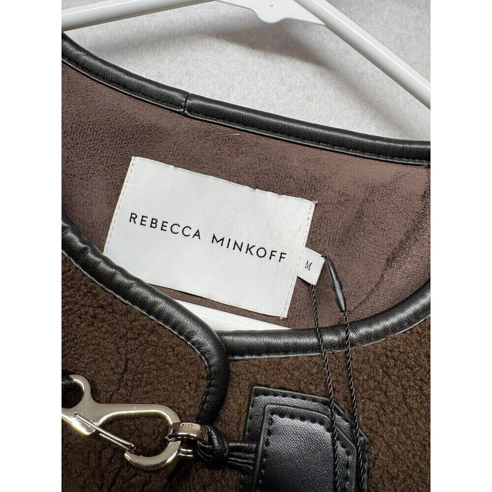 NWT $268 Rebecca Minkoff Shearling Toggle Jacket IN Color Chocolate Brown Medim - Picture 2 of 6